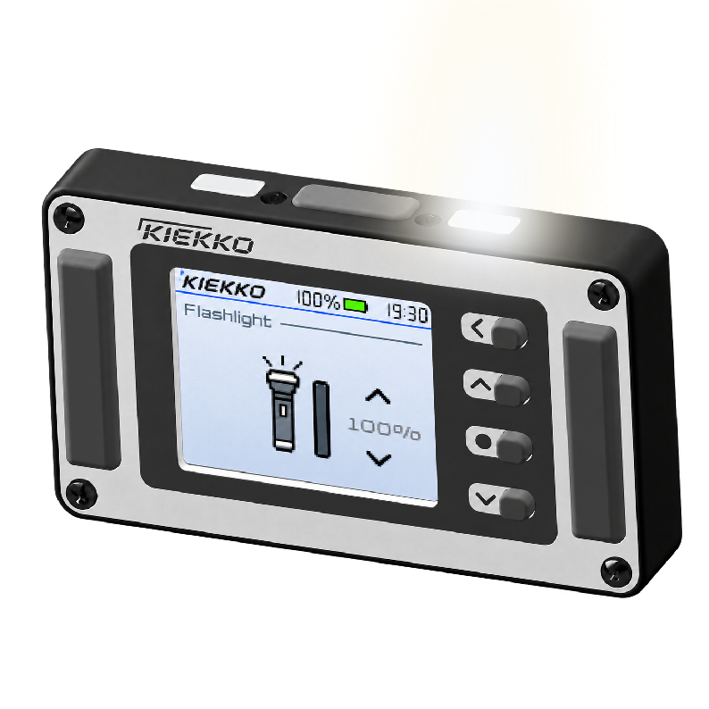 KIEKKO device with its integrated flashlight illuminated