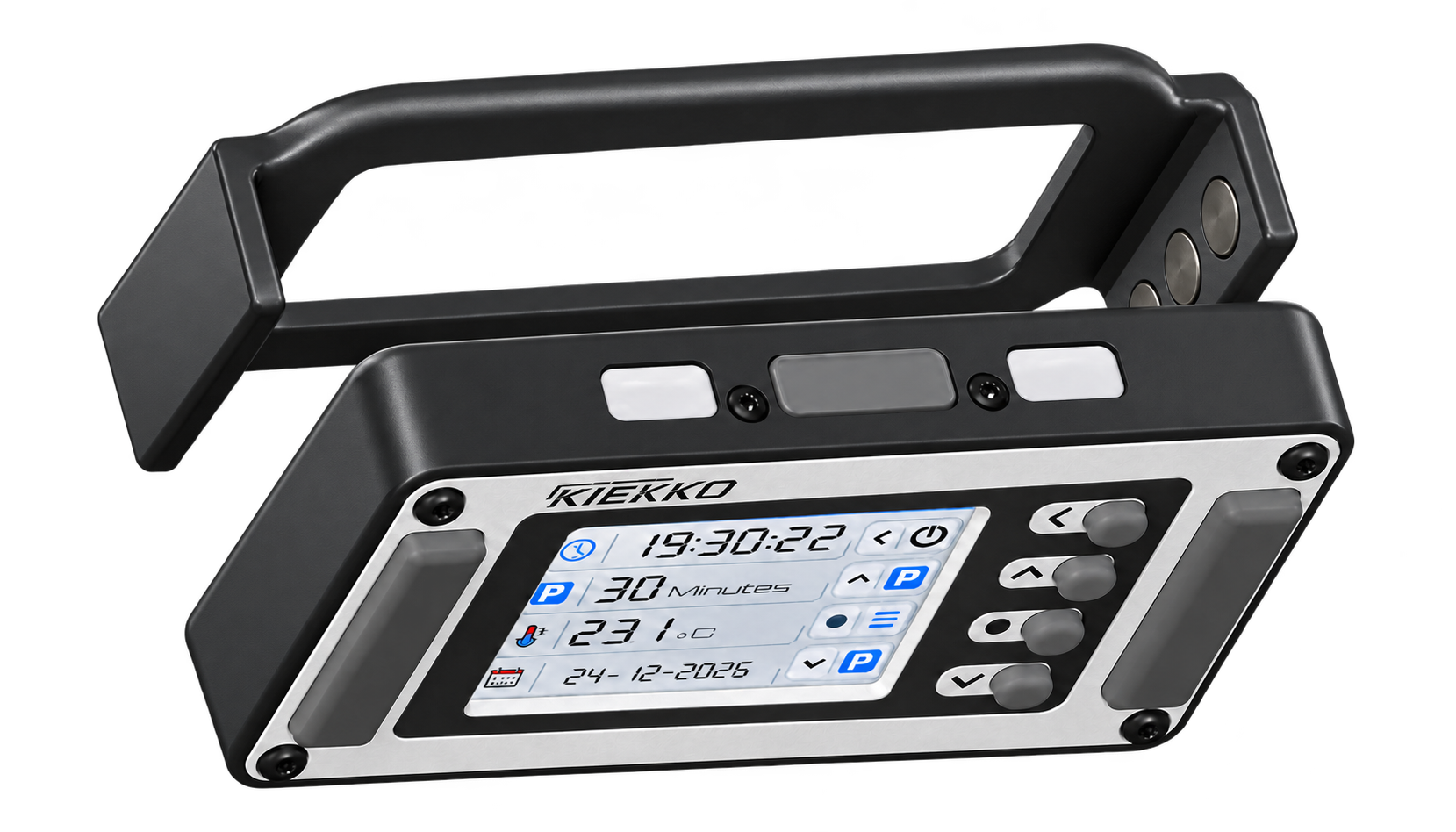KIEKKO device shown with its mounting accessory